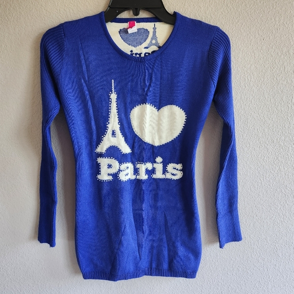 ❤️ Paris Long Sleeve Stretch Sweater in Large Eiffel Tower - Picture 7 of 7